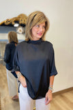 Maeve Mock Neck Top Black