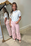 Bayeas Luna Wide Leg Jean Peach Pink