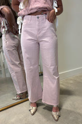 Bayeas Mid Rise Barrel Jean Pearl Pink