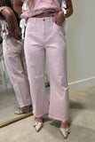 Bayeas Mid Rise Barrel Jean Pearl Pink