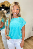 Crinkle Washed Tee Turquoise
