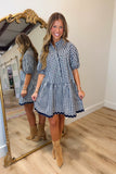 Perfectly Plaid Day Dress Navy