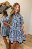 Perfectly Plaid Day Dress Navy