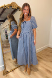 Backroads Plaid Maxi Dress Navy