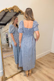 Backroads Plaid Maxi Dress Navy