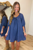 Storm Watch Striped Romper Navy