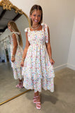 Darling Details Floral Smocked Dress Cream