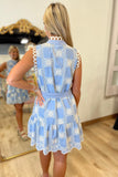 Heirloom Stitch Sleeveless Dress Blue