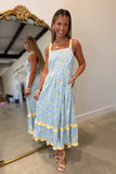 Blue Meadow Tie-Back Midi