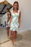 Petal Crochet Shoulder Tie Dress Green