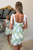 Petal Crochet Shoulder Tie Dress Green