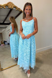 Petal Luxe Embroidered Cocktail Midi Dress Aqua