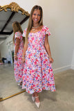 Radiant Garden Embroidered Short Sleeve Midi Dress