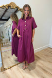 Merlot Muse Button Midi Dress