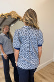 Umgee Stretchy Textured Knit Top Navy