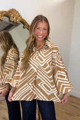 Romantic Getaway Printed Blouse Mocha