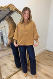 Suede Scenery Bubble Top Camel