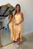 Sunkist Satin Slit Midi Dress