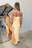 Sunkist Satin Slit Midi Dress
