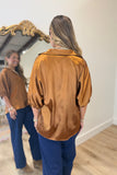 Sloan Satin Stand Up Collar Top Rust