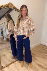 Caramel Apple Plaid Top