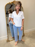 Charlie B Split Neck Blouse Stripes