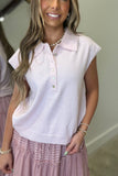 Collins Cap Sleeve Collard Sweater Vest Pink