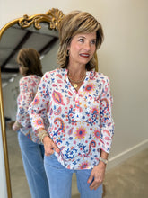 Charlie B Roll Up Sleeve Blouse Festive