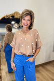 Sweet Spot V Neck Top Taupe