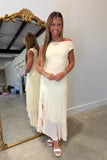 Champagne Sunrise One Shoulder Midi Dress