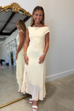 Champagne Sunrise One Shoulder Midi Dress