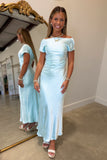 Crystal Tide Cowl Neck Satin Dress