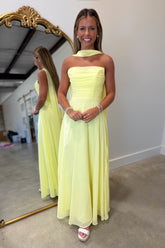 Strapless Scarf Maxi Dress Yellow