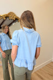 Denim Pleats Frilly Top