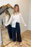 Morning Mist Pinstripe Button Down Top