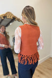 Feeling Fringe Sweater Vest Burnt Orange