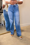 Bayeas Mid Rise Wide Leg Jean Medium Blue