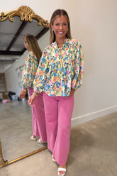 Vivid Floral Blouse Yellow