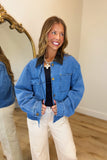 Elan Denim Jacket w Leather Trim