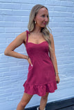Southern Encore Maroon Denim Dress