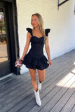 Team Player Romper Dress Black