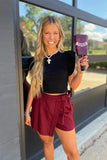 Braided Wrap Skort Maroon