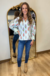 Floral Fusion Blouse Mint