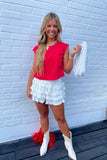 Bleacher Babe Boxed Crop Top Red