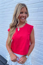Bleacher Babe Boxed Crop Top Red