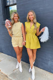 Stella Shoulder Pad Romper Gold