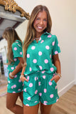 Dot the Day Short Set Green/Pink