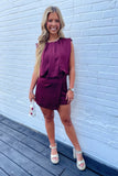 Ava Draped Neck Romper Maroon