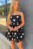 Pep Rally Polka Dot Dress Black