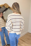 Marlowe Striped Short Sleeve Sweater Cream